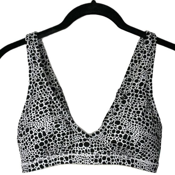 Sweaty Betty Retro Bikini Top Monochrome Croc Jacquard black/white women's XS - Picture 2 of 15